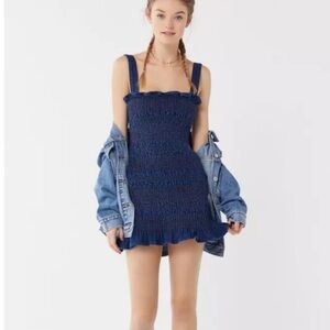 Urban Outfitters Blue Denim Smocked Ruffled Sundress Size 4